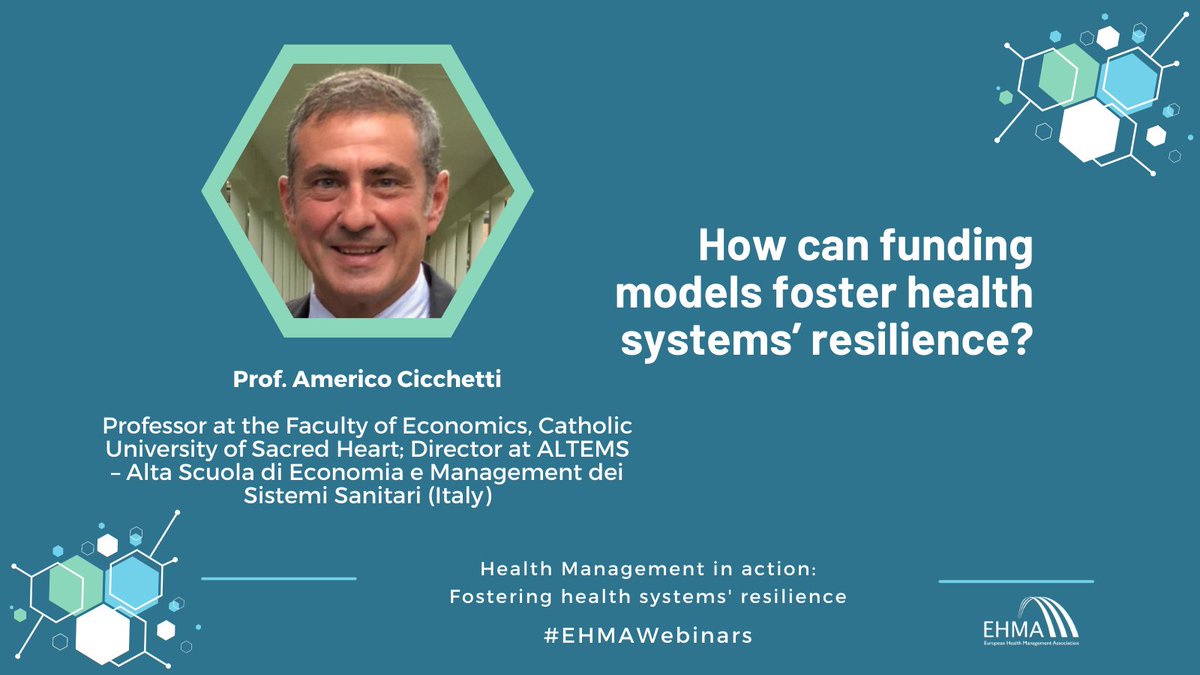 EHMAinfo's tweet image. 🖥️Our #EHMAWebinar on #FundingModels to foster #HealthSystems resilience is starting now!

🗣️Join Prof. @americo691, Professor of Economics &amp;amp; Director of @ALTEMS4!

#EHMAWebinars #HealthManagement