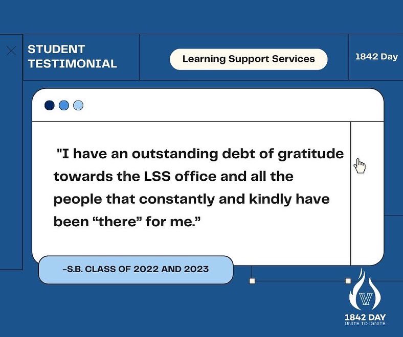 VillanovaLSS's tweet photo. It’s 1842 Day! Now is the time to show your pride and gratitude for the impact Villanova had on YOU! LSS has impacted thousands of students throughout the years. Here are some testimonials from recent students. Click the link in our bio to make a donation. Thank you! https://t.co/e48gWowdma