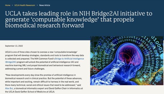UCLA on the leading edge! NIH Bridge2AI - Congratulations <a href="/kewatson/">Karol Watson</a> and <a href="/Peipei_Ping/">Peipei Ping</a>