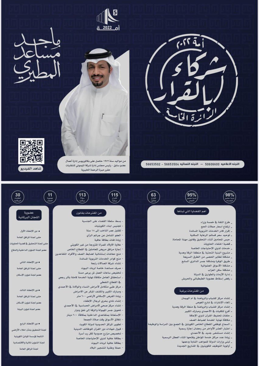 #ماجد_مساعد_المطيري 
#انتخابات_مجلس_الامة_2022 
#الدائرة_الخامسة 
#شركاء_بالقرار