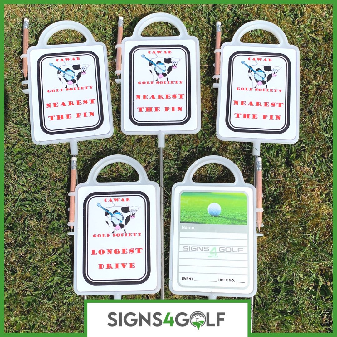 Signs4Golf's tweet photo. Here are some of the recycled plastic golf signs we created for CAWAB golf society

All our recycled plastic golf signs are designed to withstand all weather conditions and can be personalised with your golf societies logo

Visit our website to shop now! https://t.co/fn4K9GNWpF https://t.co/hHvSMMWel5