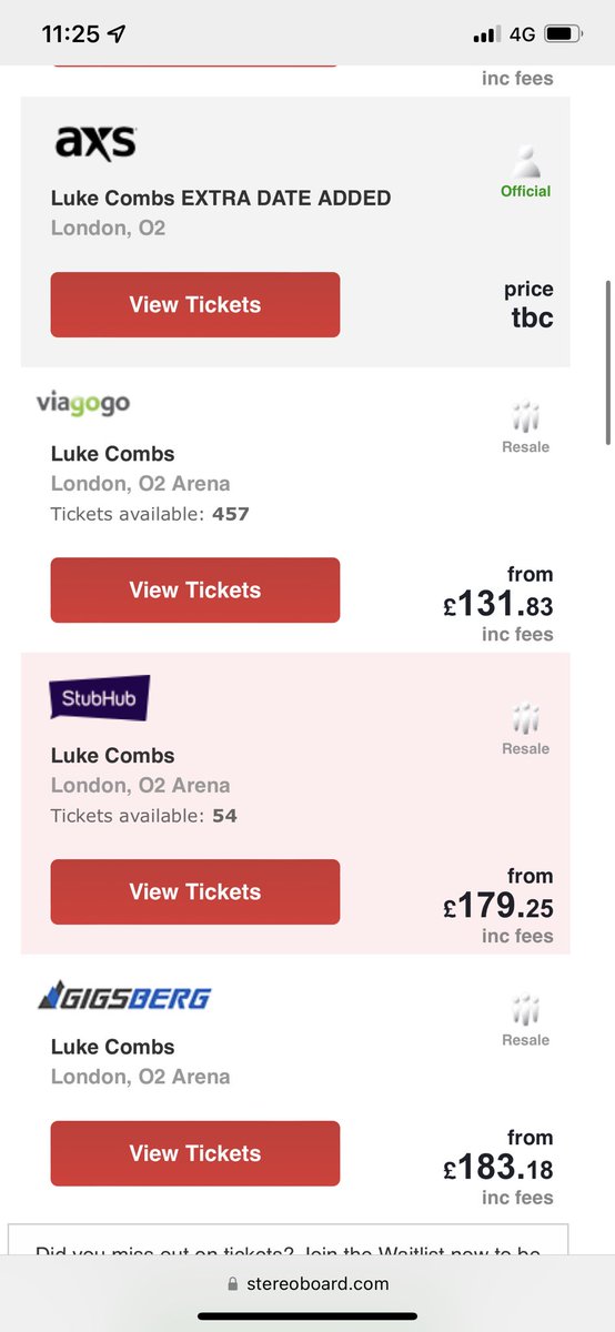 slatts2k's tweet photo. @lukecombs When you wait all year round and they are sold out in presale and general sale in minutes, to then try search the internet for tickets and see these 3rd party websites who have obviously used ticket bots to purchase as many tickets as possible is just crazy.
X3 increase on price! https://t.co/zV3jCn27bH
