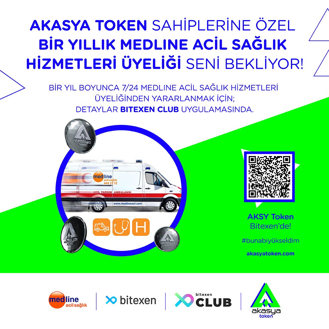 AkasyaToken's tweet photo. 300 Token’i 30 Gün kilitle ve 300 Token yak, 1 yıl boyunca 7/24 Medline Acil Sağlık Hizmetlerinden yararlan..

Detaylar Bitexen Club uygulamasında..

#BunaBiYükseldim #AkasyaToken #Bitexen #Bitexenclub #medline https://t.co/Agy9yOQx0d