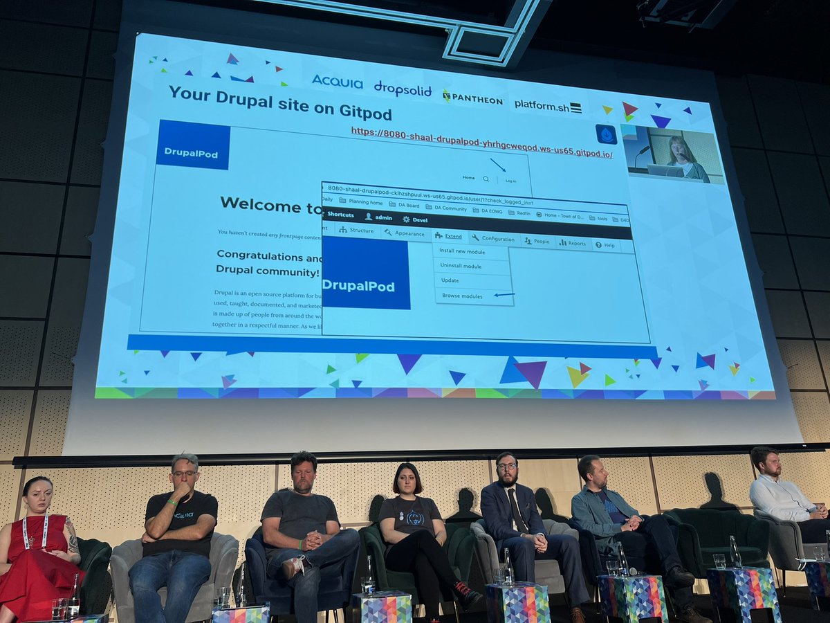 rouvenvolk's tweet photo. So great to see the adoption of @gitpod live at stage of the @DrupalConEur 2022 opening ceremony in Prague! #DrupalConEur #gitpod #o2universum https://t.co/aEsiZMl8qF