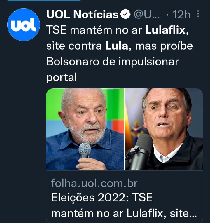Então quer dizer que o conteúdo do Lulaflix não é mentira, mas Bolsonaro não pode impulsionar. Se Bolsonaro não pode, nós podemos.