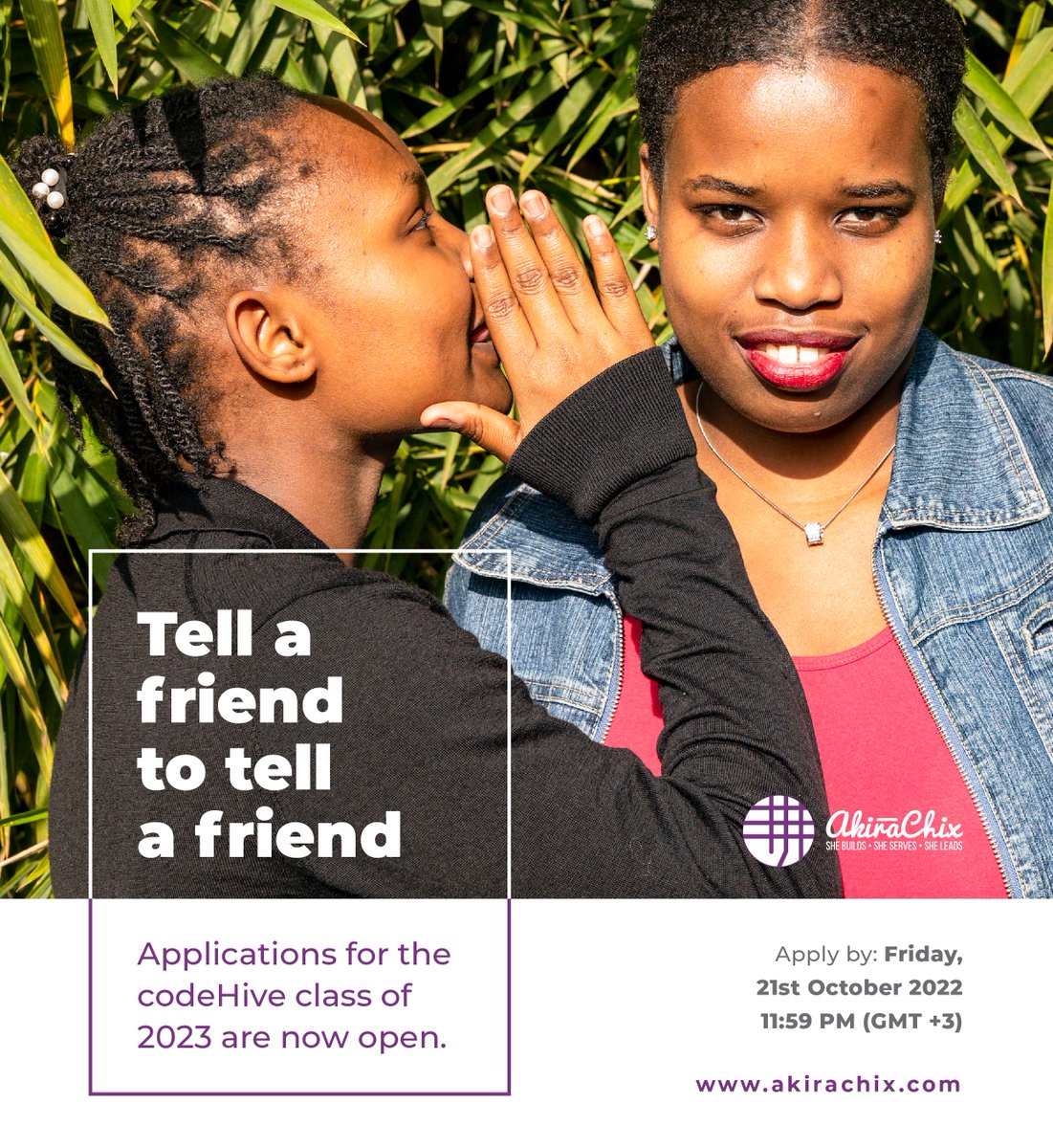 ResilienceAct's tweet photo. Are you interested in enrolling in tech training? Applications for #codeHiveclassof23' are now open! This opportunity offers a 1-year full scholarship & residency at AkiraChix Campus in Nairobi. Apply: https://t.co/NXHI8sUY8L
@LwdWork @stfrancishcs @NigeeKenya
#IAmAkiraChix https://t.co/Nsq71bxaKL