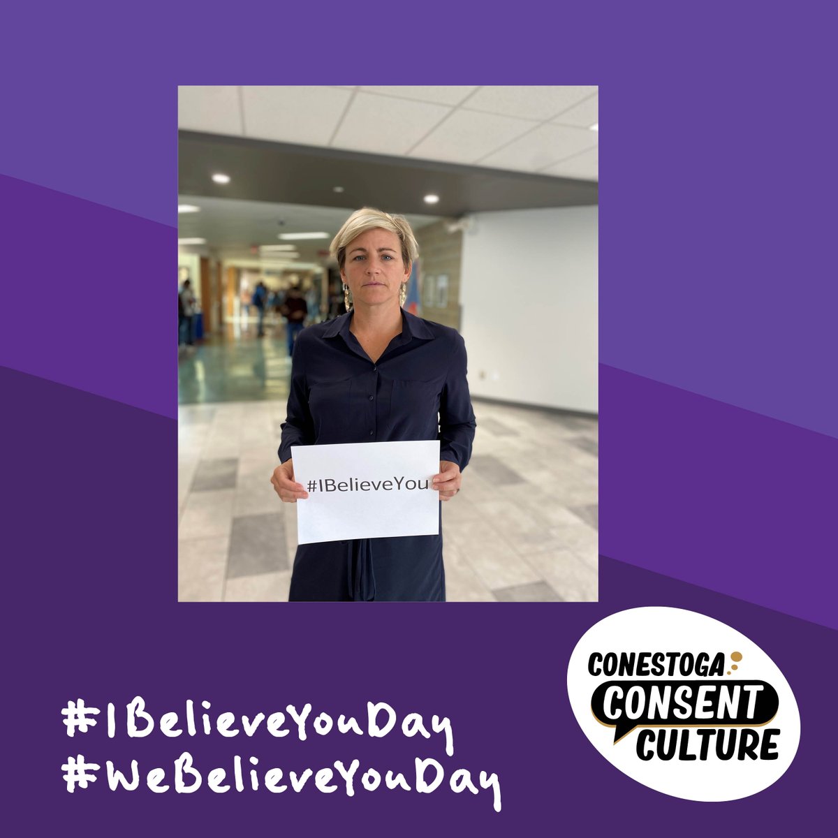 CCSuccessServ's tweet photo. #WeBelieveYouDay or #IBelieveYouDay has a simple yet powerful message. When survivors of sexual assault disclose, we believe them! 

Join the #ConestogaCommunity in showing your support.

#ConestogaConsentCulture #ConsentAwarenessWeek  @CC_Condors @Conestoga_Inter @ConestogaC https://t.co/rbl7LcfZCV