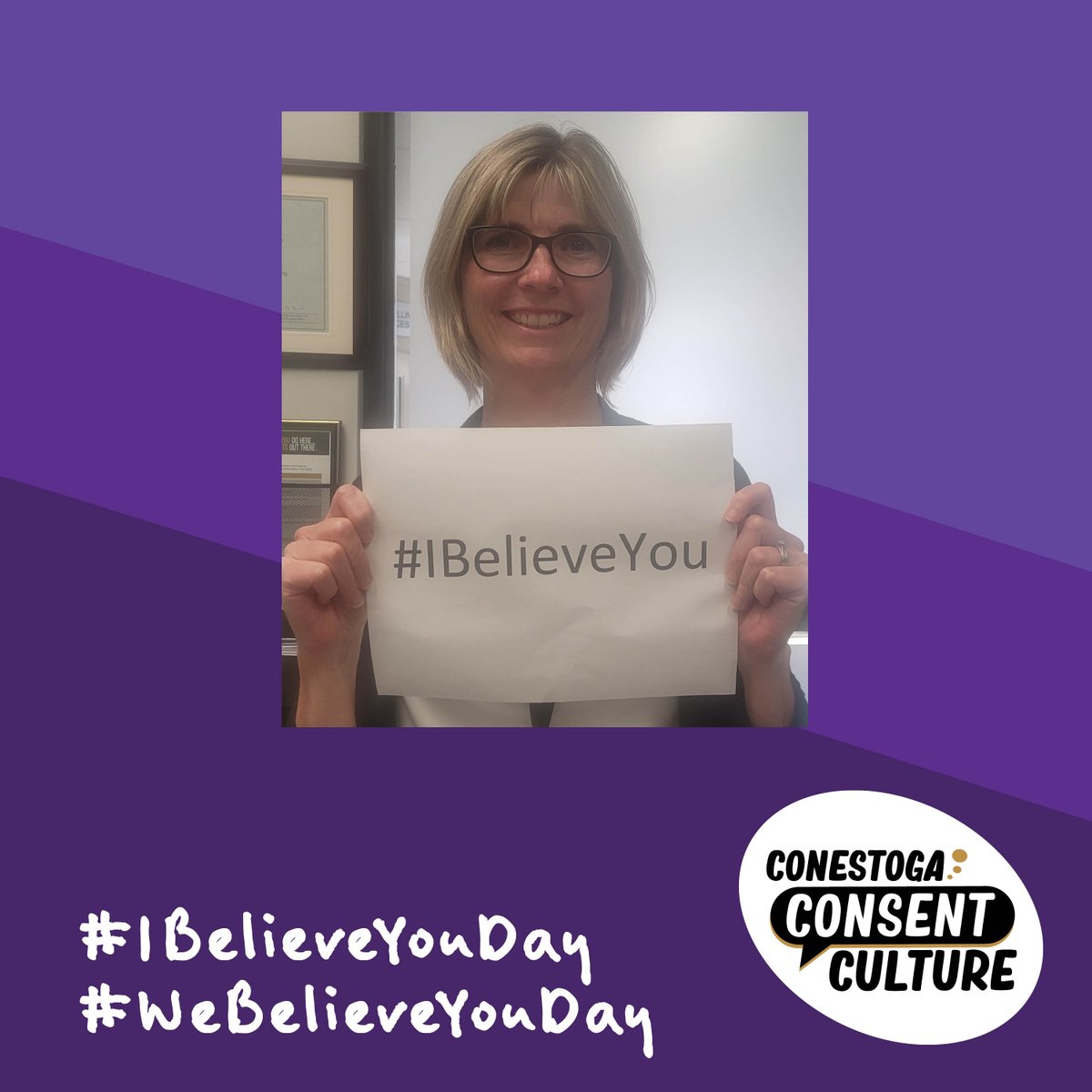 CCSuccessServ's tweet photo. #WeBelieveYouDay or #IBelieveYouDay has a simple yet powerful message. When survivors of sexual assault disclose, we believe them! 

Join the #ConestogaCommunity in showing your support.

#ConestogaConsentCulture #ConsentAwarenessWeek  @CC_Condors @Conestoga_Inter @ConestogaC https://t.co/rbl7LcfZCV