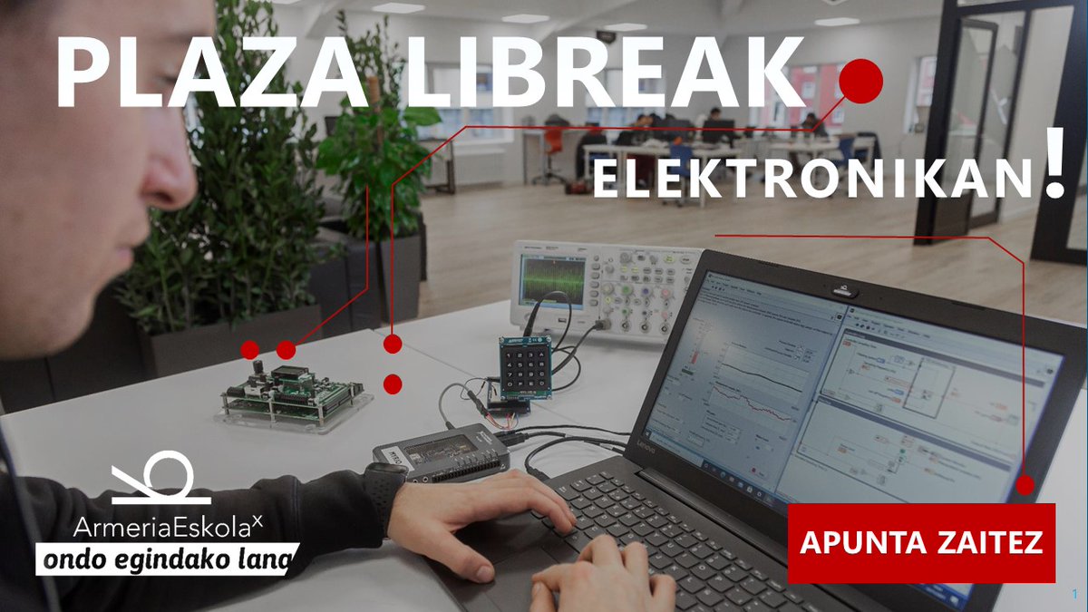 AZKEN PLAZAK Elektronika goi mailako zikloan izen emateko!
EZ GALDU AUKERA!

info + 943 20 66 69 

¡Últimas plazas en el ciclo superior de Electronica!
¡NO PIERDAS LA OPORTUNIDAD!

#fp #lanbideheziketa #eibar #fpeuskadi #armeriaeskola