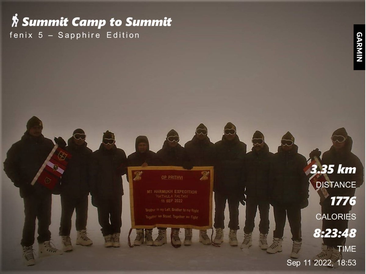 NorthernComd_IA's tweet photo. #OpPRITHVI

A team of  #IndianArmy successfully scaled the icy &amp; rugged heights of Mt Harmukh in inclement weather conditions and unfurled the Tricolour, along with six NCC cadets and two young men from border village #Keran

#HarGharTiranga
@adgpi
@DteJKL https://t.co/RZudSmdp4K