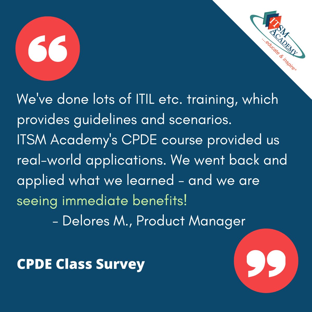 Bring in your team to our CPDE class, so you can see immediate benefits as well!
itsmacademy.com/cpde
Next virtual class: Nov 29-Dec 2
#donnasaiddeming #lisasfavoriteclass