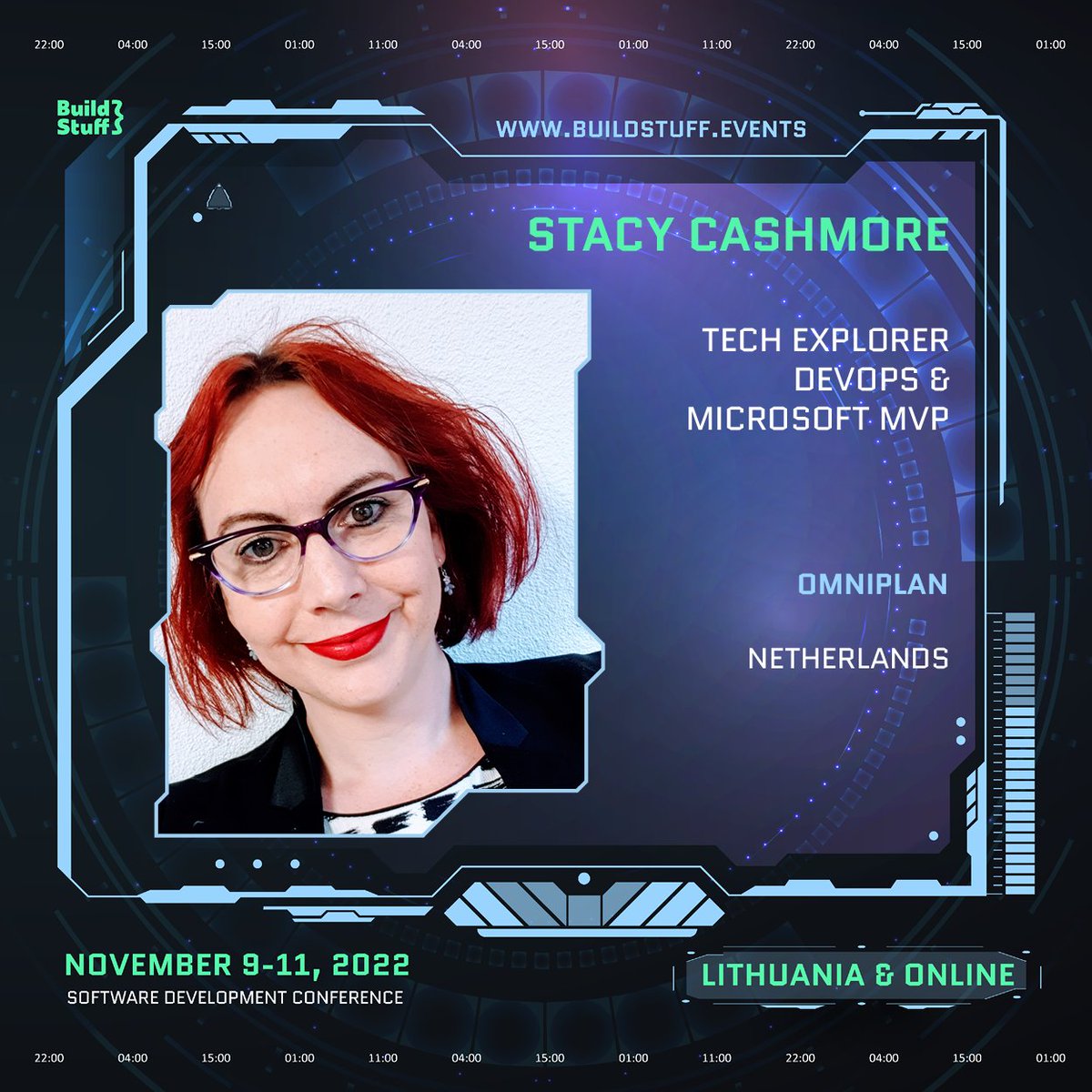#newspeakeralert💣 
Welcome to the Build Stuff conference! This year, we are excited to have <a href="/Stacy_Cash/">Stacy Cashmore (@stacyclouds@tech.lgbt)</a> joining us this November! Stacy is a <a href="/Microsoft/">Microsoft</a> MVP and she will be talking about Azure Static Web Apps - From Zero to Deployed App In 60 Minutes. 💣
<a href="/OmniplanBV/">Omniplan</a>