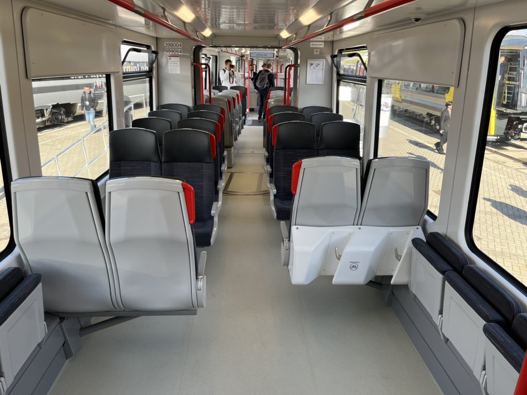 TodaysRailways's tweet photo. Great to be back at the @InnoTrans trade show in Berlin today with three British trains on display. First up is Stadler Citylink bi-mode tram-train 398004 for @tfwrail for the Cardiff Valleys. Three are already at RIDC for testing. Service introduction is expected in 2024. https://t.co/ECOwFsMHox