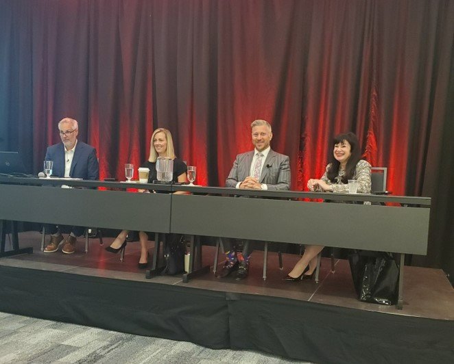 CRUAdjusters's tweet photo. CRU GROUP’s Kyle Winston joins Danielle Mercer, MBA, PhD and Margaret Resce Milkint in yesterday’s panel, ‘The Industry’s War for Talent" at NICC - National Insurance Conference of Canada, moderated by Peter Tessier of The Insurance Podcast Show,

#NICC2022 https://t.co/xIJ32k5OFk