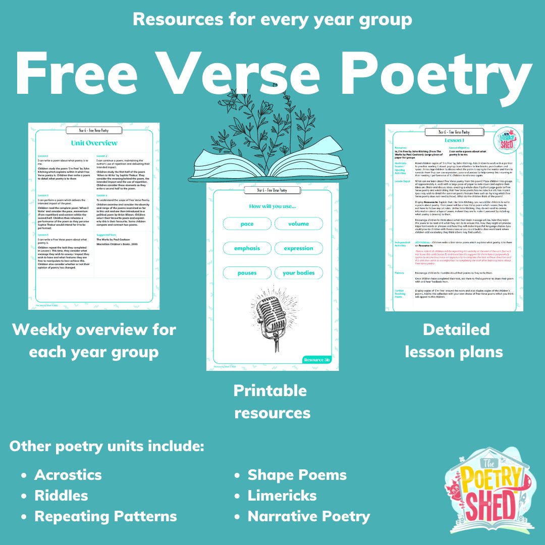 NEW resources added to The Poetry Shed on @LiteracyShed Plus. A week of free verse poetry lessons for each year group 1 - 6. Visit the Poetry Shed here: literacyshedplus.com/en-gb/browse/p…