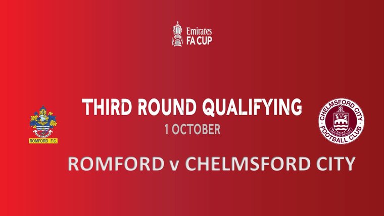 The FA Cup 3rd Qualifying Round Draw has been made and Boro are at home to Chelmsford City.
romfordfc.com/news/fa-cup-dr…