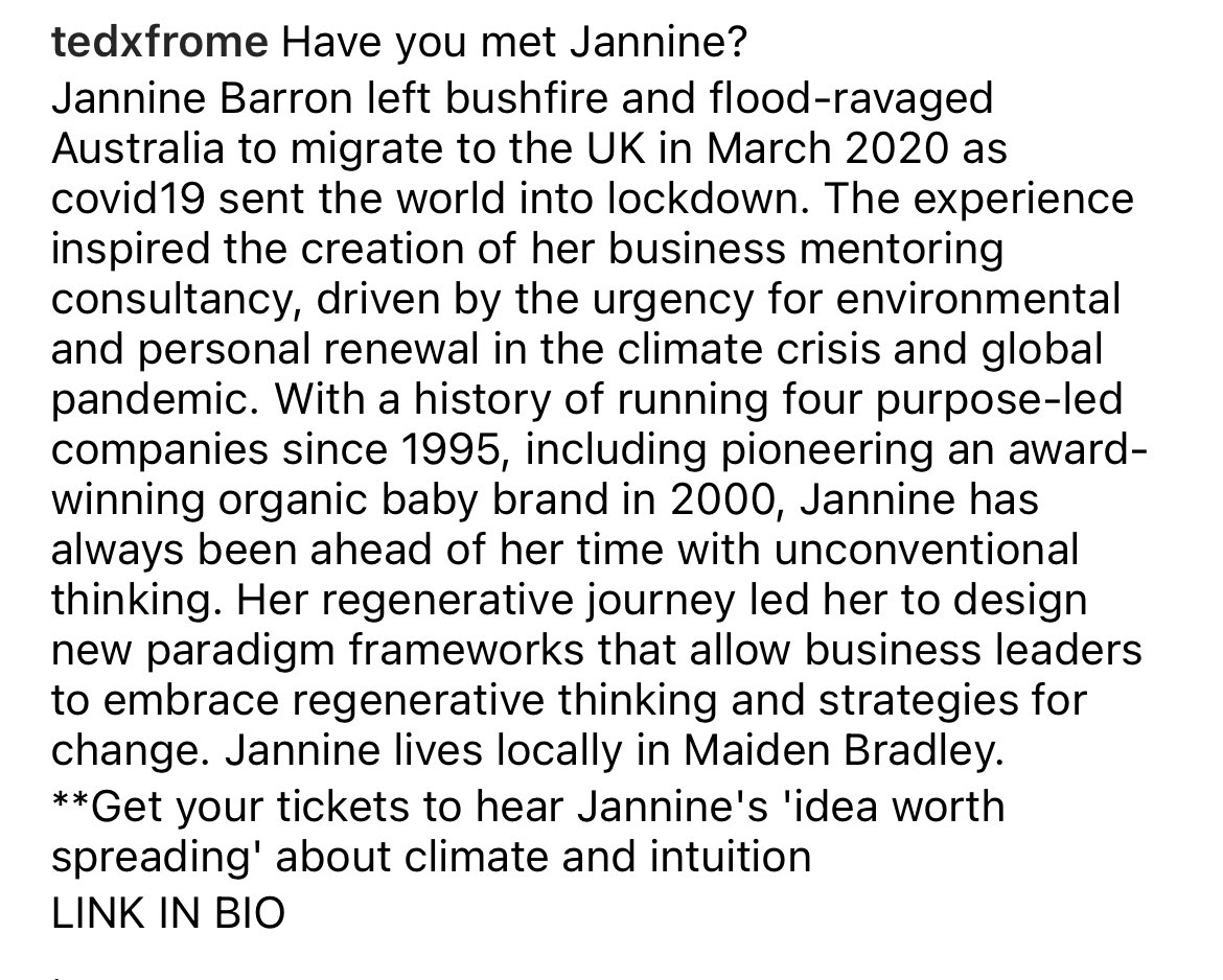Meet Janine Barton who is one of our #TEDXFrome speakers on 9th October 2-6pm <a href="/MerlinTheatre/">Merlin Theatre</a> #frome why not join us for ‘Local ideas worth spreading’ 

ticketsource.co.uk/whats-on/frome…

#TEDXFrome #frome #somerset