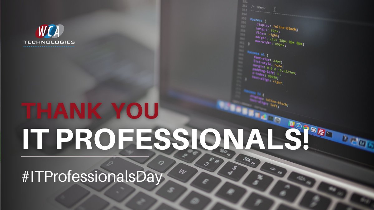 WCATech's tweet image. We are incredibly grateful to all #ITprofessionals, especially Team #WCAtech for all you do to protect our client&apos;s and their data. #ITProDay