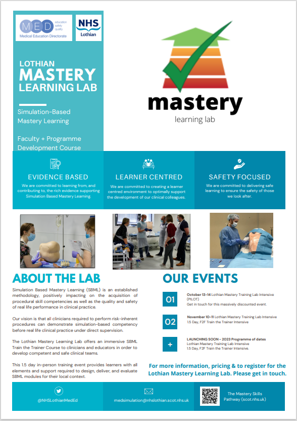 For anyone interested in learning more about delivering evidence-based, procedural skill training. A one-stop, intensive shop with the amazing <a href="/TiernanJames/">James Tiernan</a> and the <a href="/MasteryLothian/">Mastery Skills - NHS Lothian</a> team! 

Get in touch for more info!