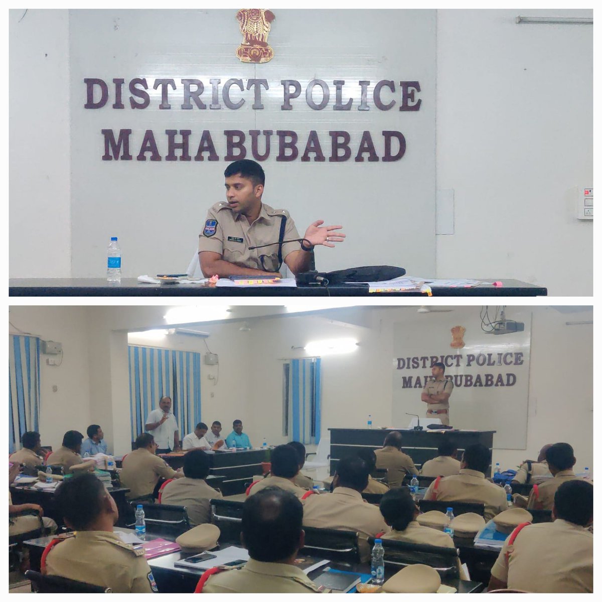 spmahabubabad's tweet photo. Organised #CrimeReviewMeeting with all the #IOs of the district, instructed them to increase number of #Convictions, to bring  awareness on #CyberCrimes &amp;  #CrimesAgainstWomen and to strictly enforce #NDPSAct to curb all transactions of #Drugs.
@TelanganaDGP @TelanganaCOPs https://t.co/x9QGqfusrU
