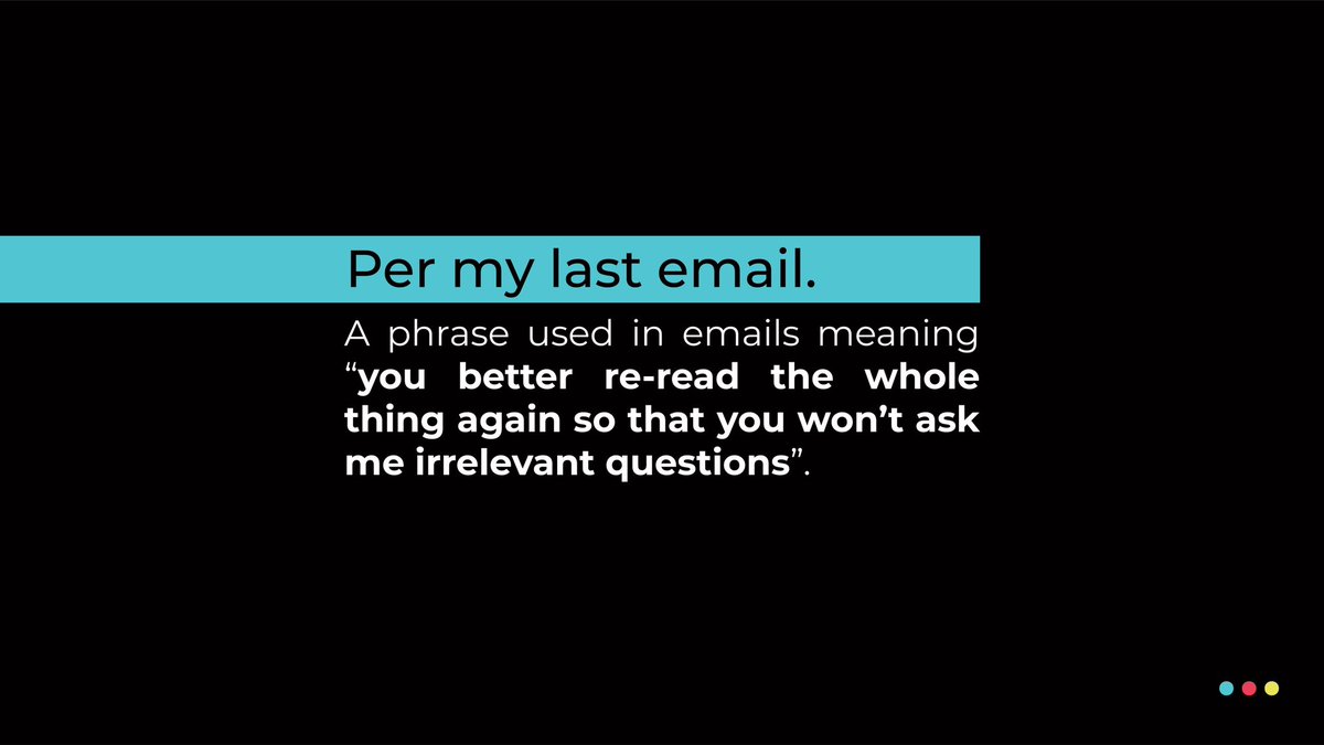 Spine_mena's tweet photo. An email term commonly used, and what it actually means.
Is it something you would use?

#spine #creativityandbeyond #advertisingandmarketing #agency #language #email #humor #English #permylastemail https://t.co/xKiWASTM7y