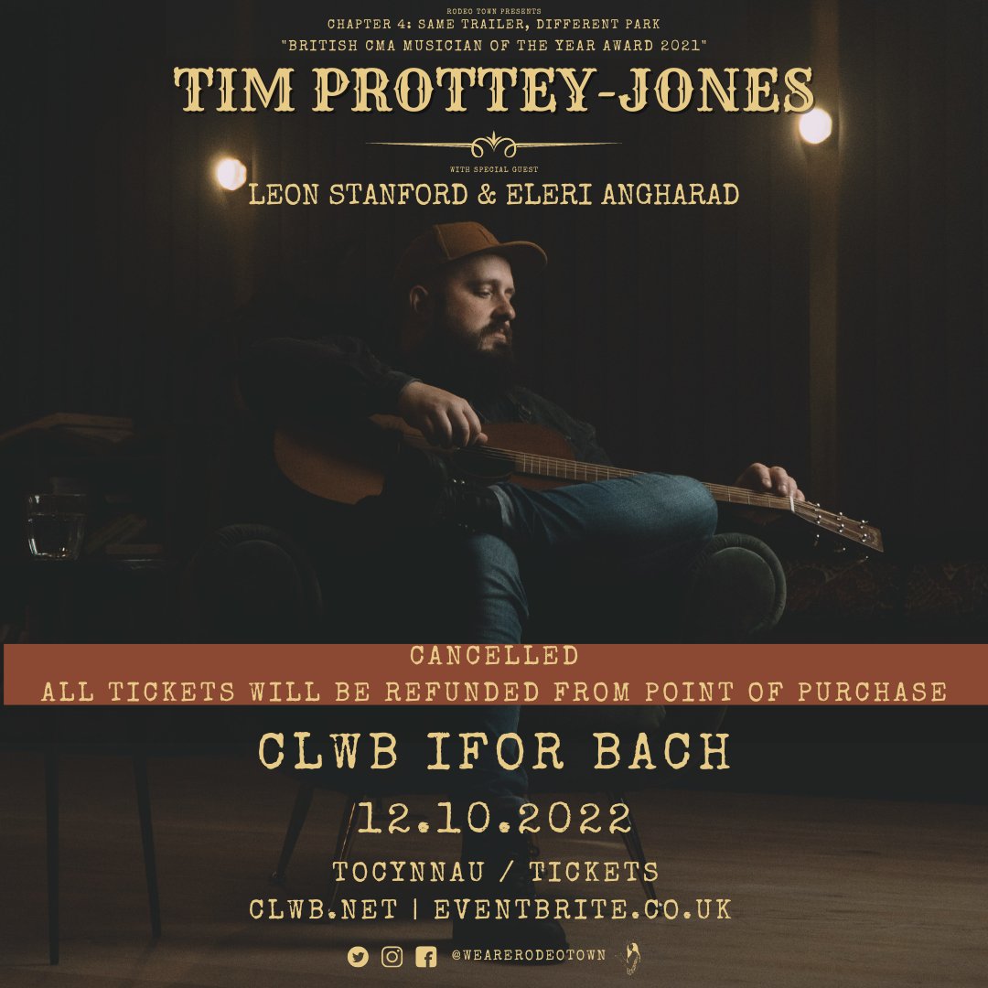 Due to an ongoing commitment, we regret to announce that our show with Tim Prottey-Jones can no longer go ahead and as a result is cancelled. We'd like to thank everyone who held on to their tickets from April, and we're sorry it can't go ahead. All tickets will be refunded