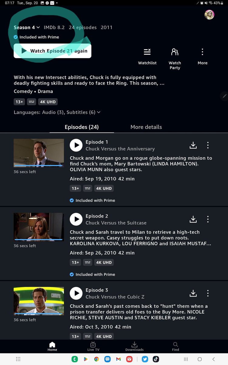 DerboPhoto's tweet photo. @PrimeVideoCA it even says that seasonn 5 is included with Prime... see attached... please fix! https://t.co/5BfN6x9G1N