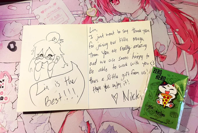 Got a little gift in the mail from @ZeroHeroManga !! So happy to be working with such lovely people 🥰 