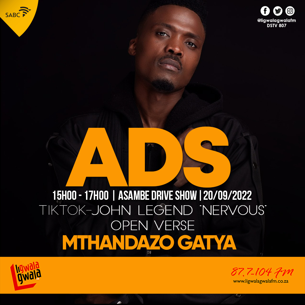 ligwalagwalaFM's tweet photo. Interview with @mthandazogatya after he responded to @johnlegend #Nervous open verse duet today on #ADS325 with @fortunentekati @buhlesonlfm @senzo_mashego https://t.co/BMePB55e7c