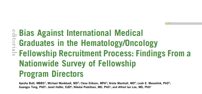 Important/timely paper in <a href="/JCO_ASCO/">Journal of Clinical Oncology</a> Oncology Practice calling out challenges #IMGs face during their road to Academia. ⁦Kudos to the team (including <a href="/AMarshallMD/">Ariela Marshall MD</a> <a href="/PennCancer/">Penn Medicine - Abramson Cancer Center</a> &amp; Alfred Lee <a href="/YaleCancer/">Yale Cancer Center</a>) <a href="/IMG_Oncologists/">IMG Oncologists</a> <a href="/OncoAlert/">OncoAlert</a> <a href="/OncBrothers/">Oncology Brothers</a>

A must read!

ascopubs.org/doi/abs/10.120…