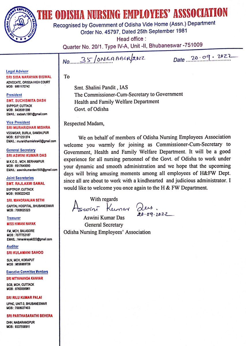 oneabbsr's tweet photo. @CMO_Odisha @Naveen_Odisha @nabadasjsg @HFWOdisha @nhmodisha @MoSarkar5T
A warm welcome and lots of thanks to our beloved officer Smt.Shalini Pandit,IAS madam for joining as Commissioner-Cum-Secy,H&amp;FW Dept.We hope your wealth of experience will be tremendously beneficial to Dept. https://t.co/lDNrdGeIKQ