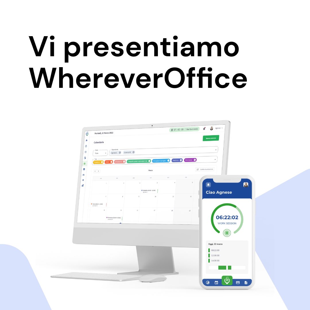 whereveroffice's tweet photo. Vi presentiamo WhereverOffice, la nuova piattaforma cloud progettata per digitalizzare il tuo lavoro e la tua azienda! 👨🏻‍💻👩🏽‍💻

#whereveroffice #tcconsulting #softwarehouse #tccproud #cloud #smart #green #ferie #permessi #timbrature #ios #android #dipendenti #azienda #sicurezza https://t.co/G25OzvVV6T