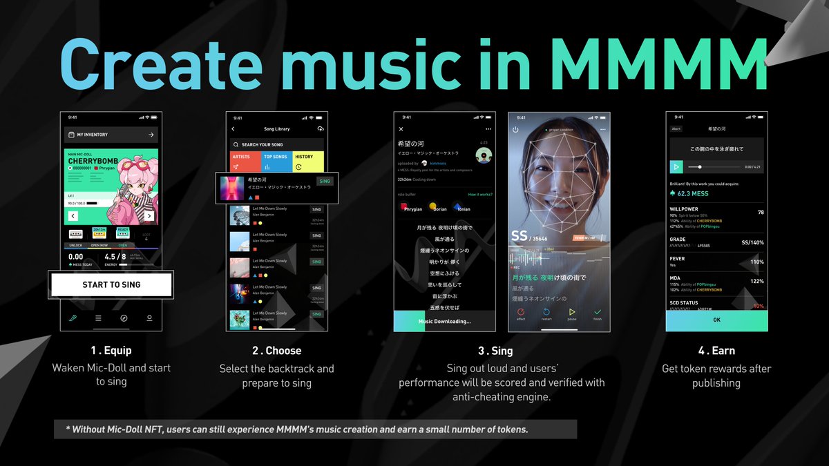 Create your own music in just 4 steps.🎤🎤

🪩Check out how users play in MMMM🪩
What other singing modes do you expect？ Tell us.

#web3 #web3music #Giveaway 
-----
Drop 10 OGs 👇
Fo us+Comment+RT+Join dc: discord.gg/gCMTHXv9ca
ends in 72h.