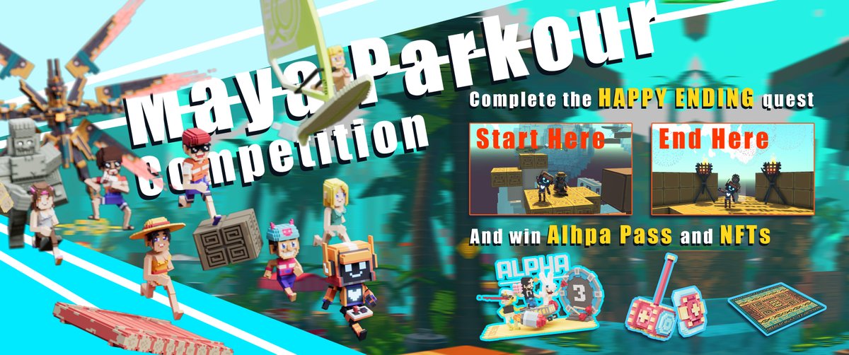01a1Official's tweet photo. We are OPEN in 30 minutes! You are welcome to explore the Maya Water Park and join the Parkour Competion!
1. Play, Compete and Record Screen
2. Tweet and Hashtag #MayaWaterParkParkour, @01a1official, @TheSandboxGame
3. Fill in: https://t.co/jlKJnWf0sc
4. Earn Alpha Pass and NFTs https://t.co/xUIsx7dTdi