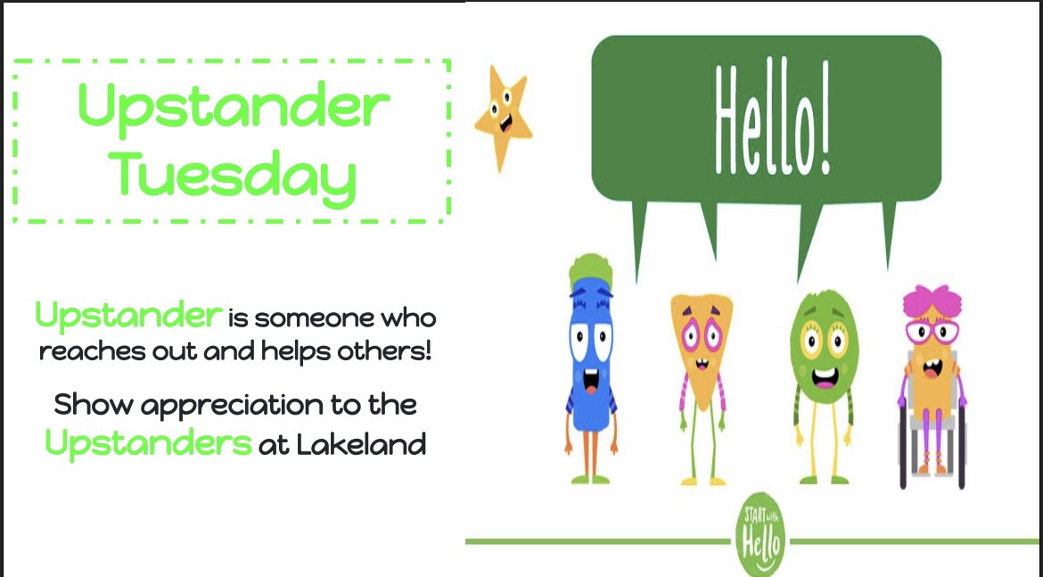 SuperMsBentz's tweet photo. Upstander Tuesday @LakelandES Recognizing who are our UPSTANDERS &amp; how UPSTANDERS help others! @LISD_CSW @LewisvilleISD #OneLISD #LISDCULTURE #StartWithHello #upstanderpower https://t.co/rsdEy43wvq