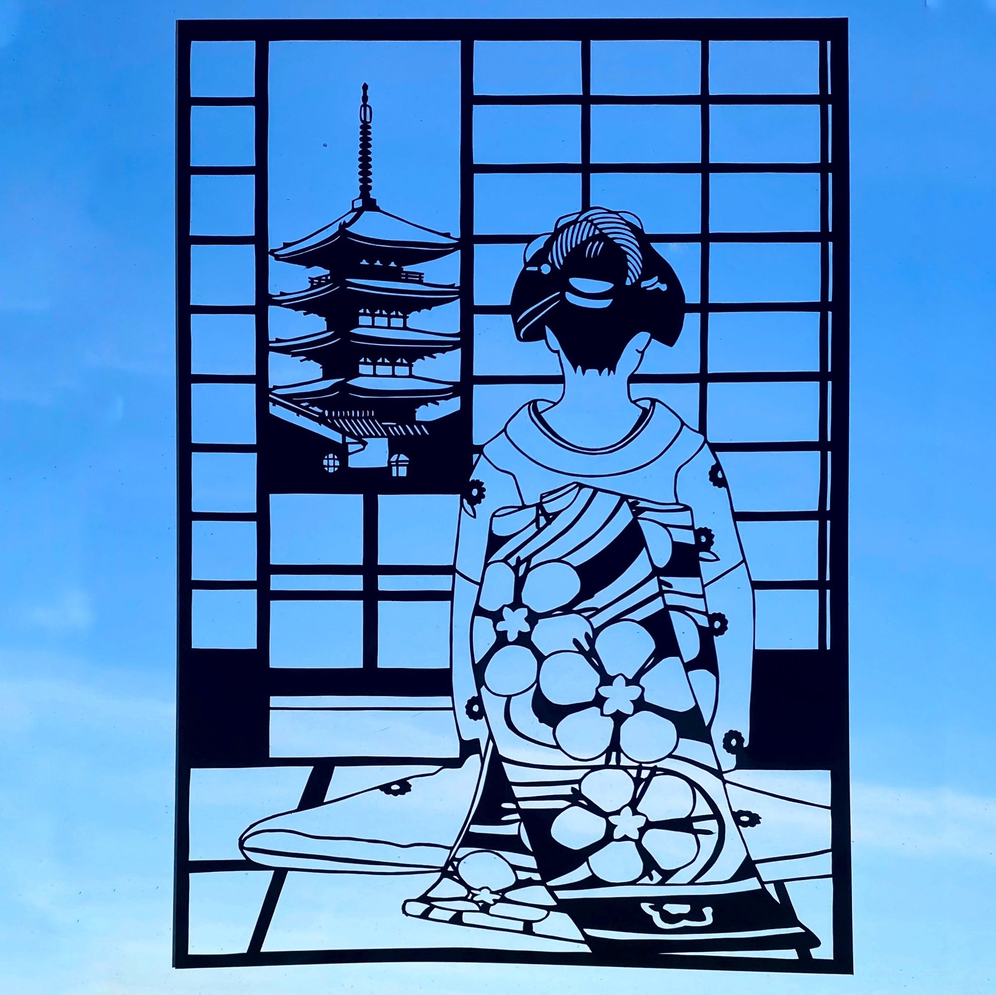 切り絵「舞子さん二人」 切り絵「舞子さん二人」