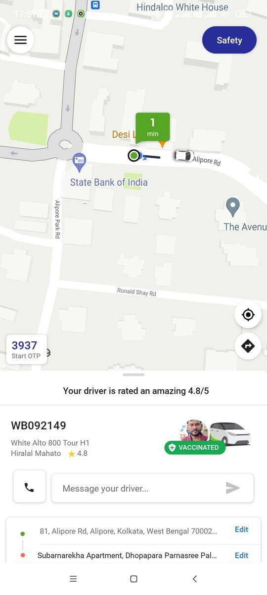 hbkalekhya's tweet photo. @Olacabs @KolkataPolice another driver refusing ride due to online payment please take action. Driver number +919804380177 https://t.co/vBRh2sarhD