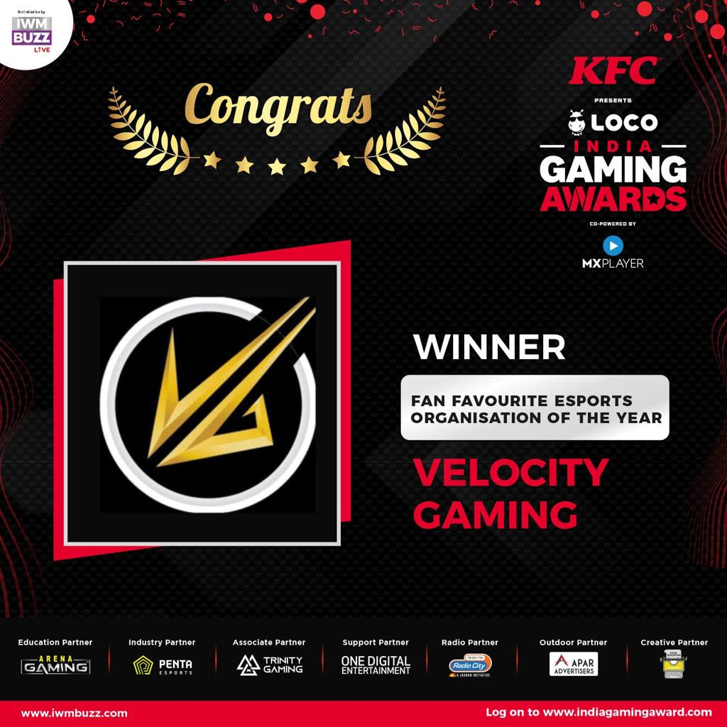iwmbuzz's tweet photo. Congratulations @officialvlt for winning 'Fan Favourite Esports Organisation Of The Year' at India Gaming Awards

@KFC_India  Presents @GetLocoNow  India Gaming Awards
 
@MXPlayer 

@pentaesports 

#trinitygaming

@OneDigitalEnt 

@radiocityindia 
 
@official_ist https://t.co/7D8JRcHC1t