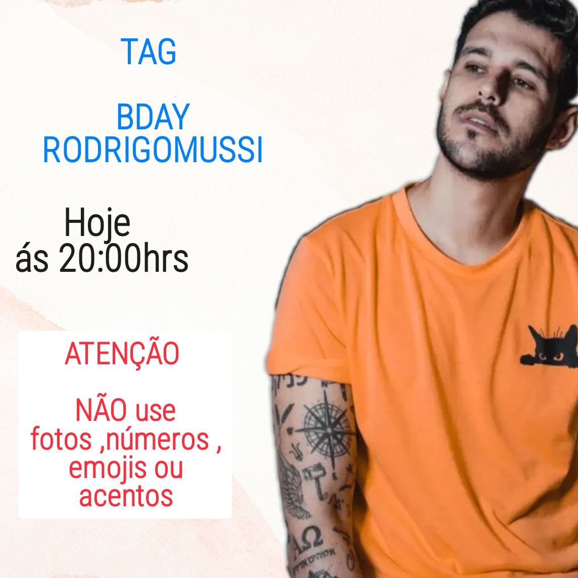 RajadaMussi's tweet photo. Atenção ninjas 
TAG ,hoje pro nosso vôdrigo as 20:00 horas contamos com todos vocês 

BDAY RODRIGOMUSSI https://t.co/eyHdP5jA6e