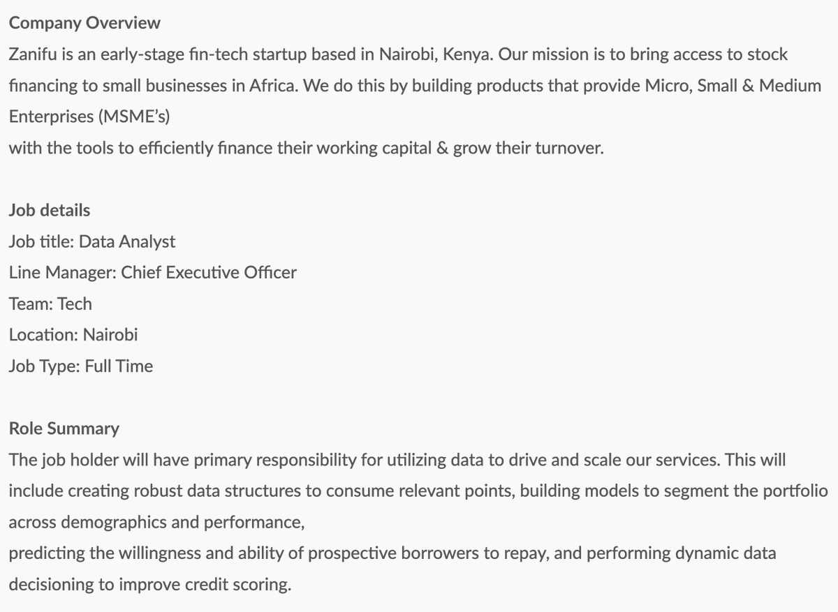 54collective_vc's tweet photo. Hey Fam! 📢

One of our portfolio picks, @ZanifuLtd, has a spot for a Data Analyst based in Nairobi 🇰🇪
Details below, Apply Here: ✅https://t.co/Ja7OjNKAjm ⬅️ https://t.co/Il2DLNBkhZ