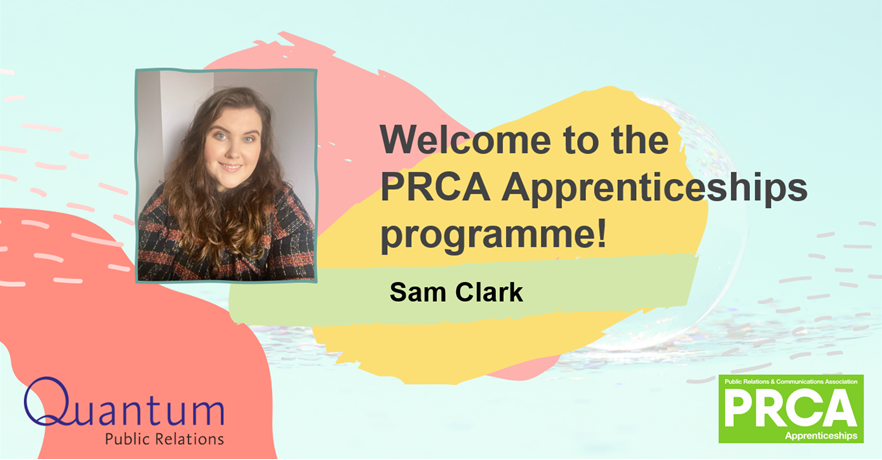 PRapprentices's tweet photo. Join us in welcoming @QuantumPRLtd's third #PR #Apprentice - @Sam_Clark_4! Already, Sam is "enjoying the diversity of projects and experiencing new skills every day."

Onwards and upwards, Sam! 

Read more: https://t.co/KYSPXyGCIo 

#EarnAndLearn #cisionuk @PRCA_HQ @CharlieVav https://t.co/iiWiSfE8NR
