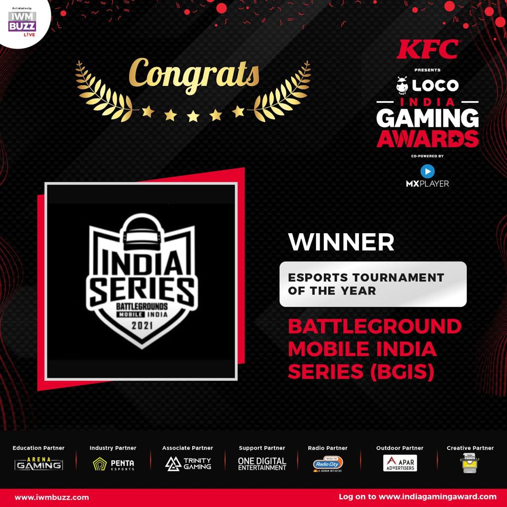 iwmbuzz's tweet photo. Congratulations @BattlegroundmIn  for winning 'Esports Tournament Of The Year' at India Gaming Awards

@KFC_India  Presents @GetLocoNow  India Gaming Awards
 
@MXPlayer 

@pentaesports 

#trinitygaming

@OneDigitalEnt 

@radiocityindia 
 
@official_ist https://t.co/keKemAsuI1