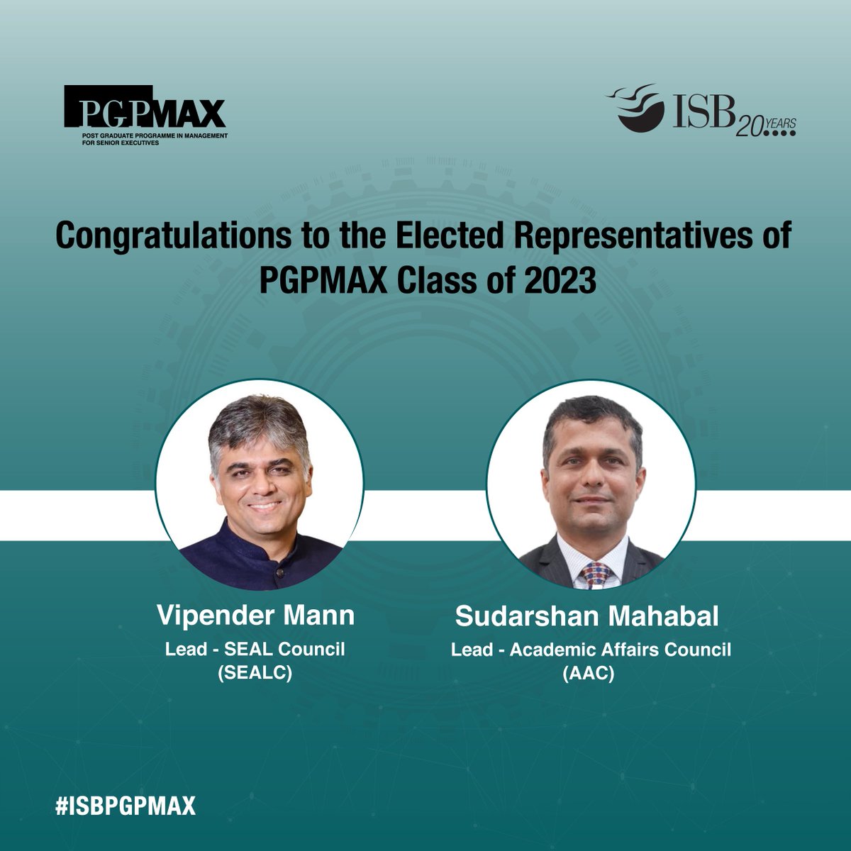 ISBedu's tweet photo. We heartily congratulate Vipender Mann for being elected as the Lead SEAL Council (SEALC) and Sudarshan Mahabal for Lead Academic Affairs Council (AAC) for the @PGPMAX Class of 2023.
We wish them the best!
#ISB #LifeAtISB #ISBPGPMAX #ISBstudents https://t.co/ocwSjKWBeJ