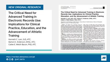JAT_NATA's tweet photo. In the new issue of @JAT_NATA from @KennyLam_ and colleagues:

The Critical Need for Advanced Training in Electronic Records Use: Implications for Clinical Practice, Education, and the Advancement of Athletic Training

Link: https://t.co/QFM2KdJxLF https://t.co/QvTbJ3hon8