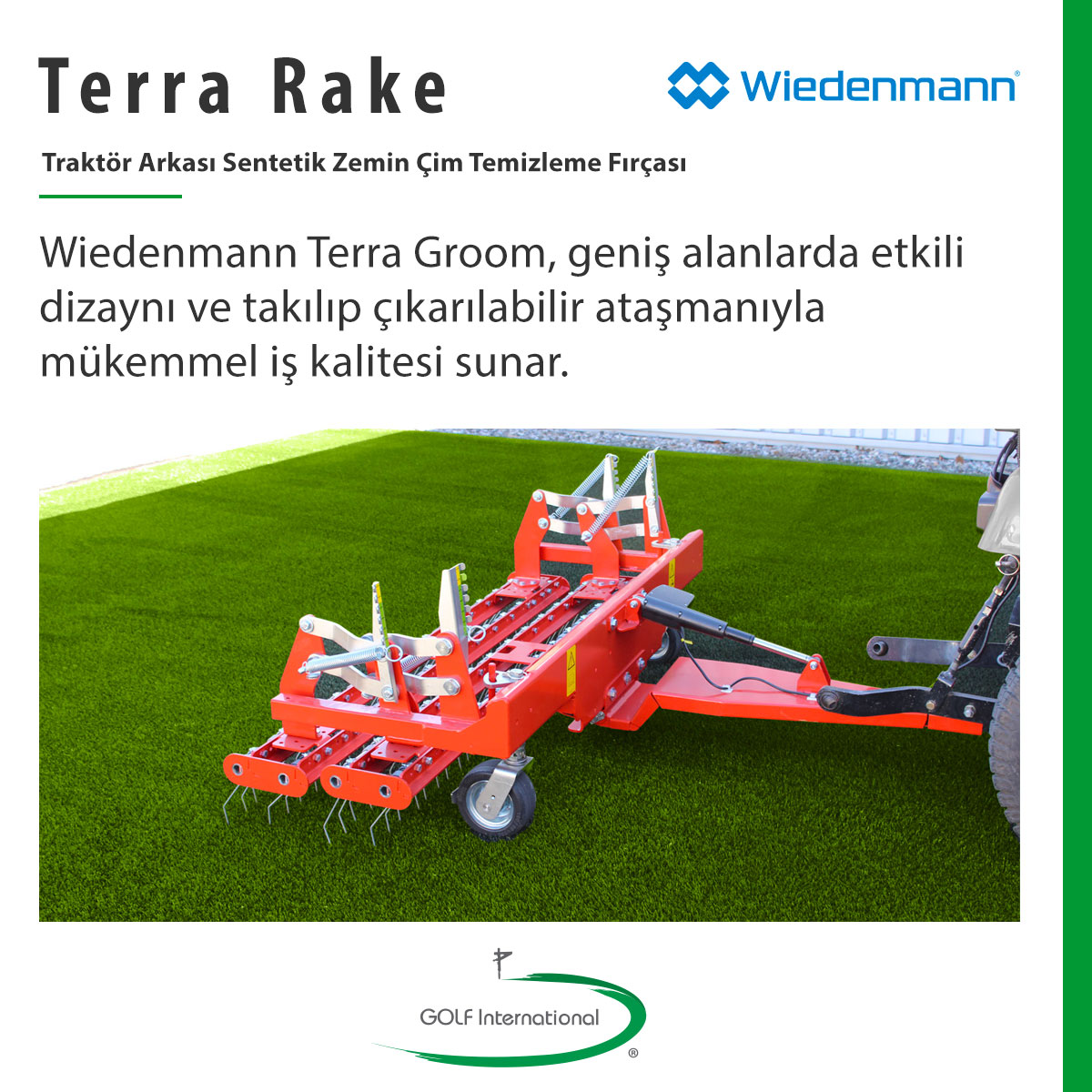 Golfintturkey's tweet photo. #Wiedenmann Terra serisi ürünleri ile geniş alanlarda etkili dizaynı ve takılıp çıkarılabilir ataşmanıyla mükemmel iş kalitesi sunar.
#Golf #GolfInternational #YeşilAlanTemizleme #SahaTemizlemeAraçları #ÇimTemizleme @wiedenmannuk #TerraBrush #TerraGroom #TerraRake https://t.co/osPSB2rSxF