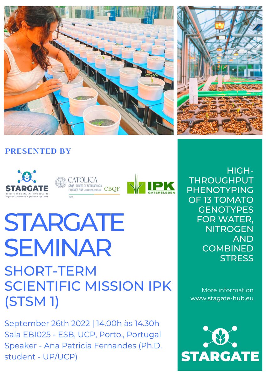 Stargate_CBQF's tweet photo. STARGATE Project invites all the Agri-food community to the STARGATE Seminar on the topic “Practical phenotyping in controlled environments, including image analysis”.
Don't miss it🍅🌱​⬇️​​.

More information: https://t.co/DJDHHAPO8H
@BiotecCatolica @LeibnizIPK https://t.co/Zcsvi1V9Sq