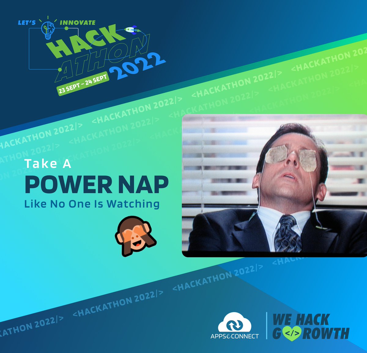 appseconnect's tweet image. Hackathon Pro Tip #1

Take Powers Naps to stay charged up for 36 hours of innovation! 🚀

#Hackathon2022 #AutomationChamps #APPSeCONNECT