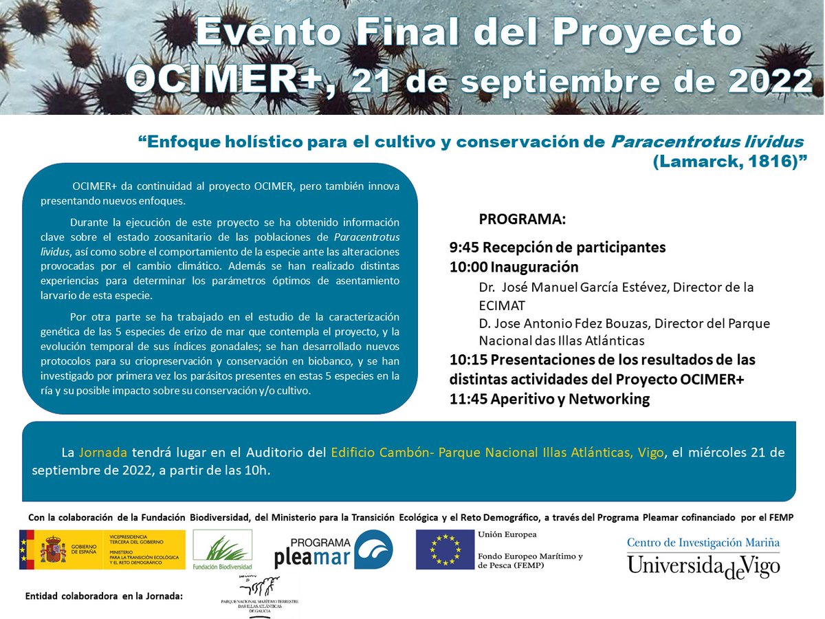 ocimerplus's tweet photo. Mañana 📅21 de septiembre tendrá lugar el Evento de cierre del proyecto @ocimerplus. Sinceros agradecimientos a la @FBiodiversidad por darnos la oportunidad de llevar a cabo este interesante proyecto #FEMP #Pleamar @Estef_Paredes https://t.co/hAUwZoTa99