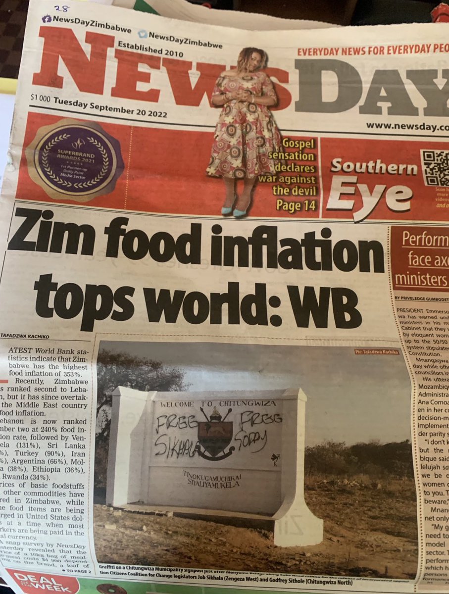 advocatemahere's tweet image. 🟡#StateFailure 

Which nation has:

▪️49% extreme poverty 
▪️353% food inflation (world highest)
▪️3,8 million people food insecure
▪️407% inflation (world highest)?

We need new leaders.🇿🇼