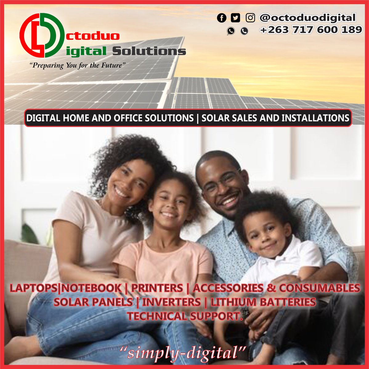 octoduodigital's tweet image. This is what happy looks like! 🤗
And this is what affordable feels like.
It’s us giving you the best solutions everyday. Clean energy. Better living. #Digital possibilities. 
Let us #Octoduo be your new way of life. 🤝
#smartpowersolutions #solar #HomeBusiness 
📲+263 717600189